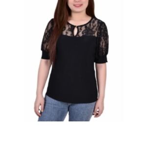 NWT NY Collection Black Petite Large Blouse